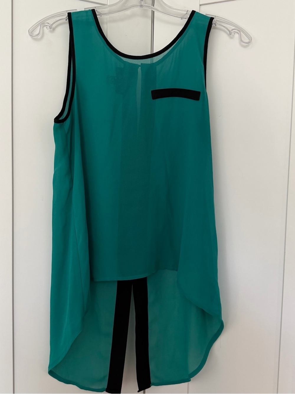 BCX Teal Sleeveless Top with Black Trim